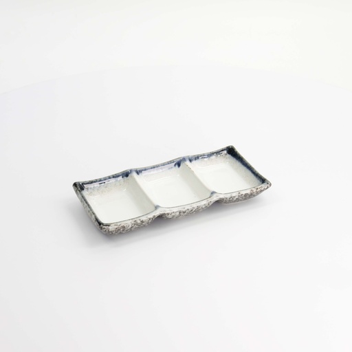 [7456] Tajimi Blue/White Sauce Dish 3pcs 19x9x2.5cm E485-51 8/64