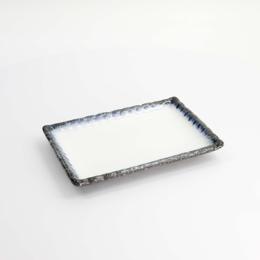 [7461] Tajimi Blue/White Plate 21.7x15x2.3cm E485-P-10019 5/40