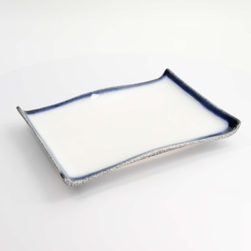 [7462] Tajimi Blue/White Plate 30x22.2x2cm E485-P-12012 4/16