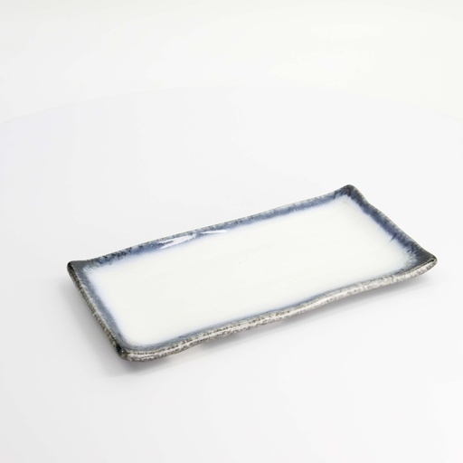 [7463] Tajimi Blue/White Plate 26x13x2cm E485-46 6/36