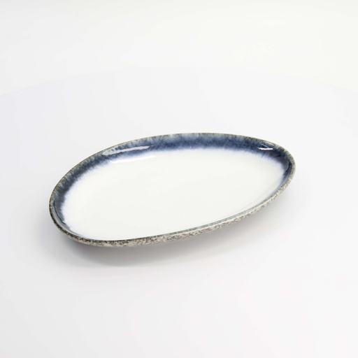 [14736] Tajimi Blue/White Plate 26.7x19x3cm E485-P-08112 2/16