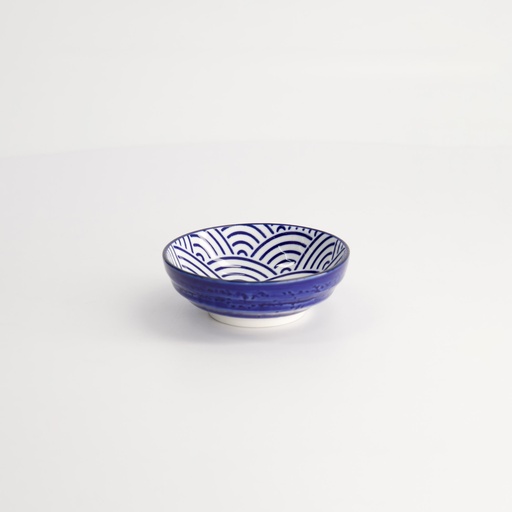 [15601] Nippon Blue Dish 9.5x3cm Wave B 15601 12/144