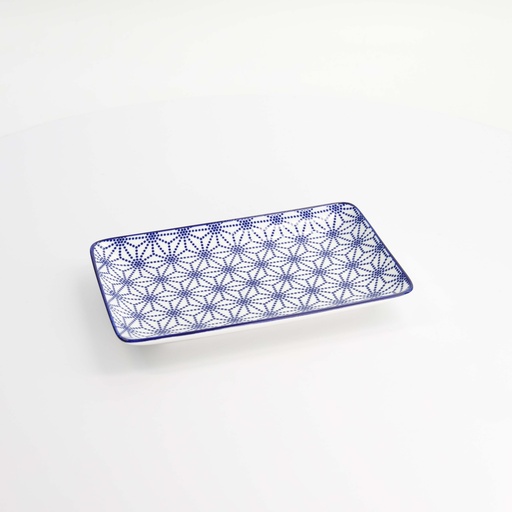[15610] Nippon Blue Plate Rect 21x13.5cm Star E 15610 6/48