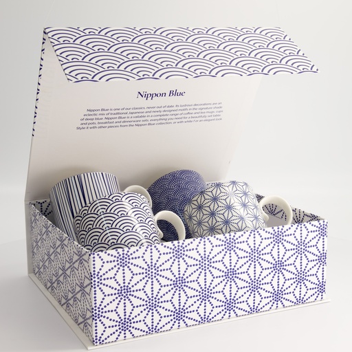 [17989] Nippon Blue Mug Giftset 4pcs 8.5x10.2cm 340ml 17989 1/6