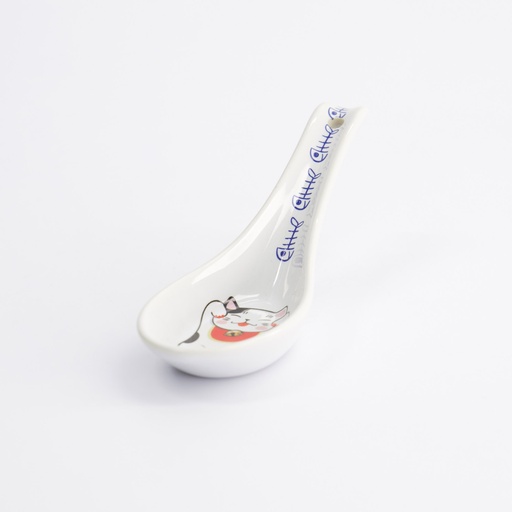 [17621] Kawaii Lucky Cat Neko Spoon Red Bell 13.8x4.8cm 17621 12/144