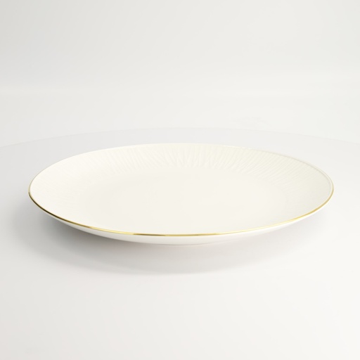 [16419] Nippon White Gold Rim Coupe Plate 30.5x3.4cm Lines 1/18