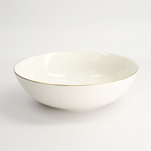 [16455] Nippon White Gold Rim Bowl 23x6.5cm 1300ml Lines 3/18
