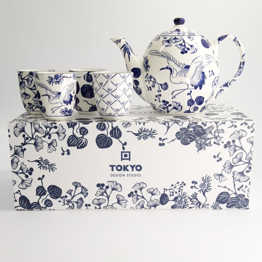 [16733] Flora Japonica Tea Giftset 1300ml w/4 Cups 170ml 1/4