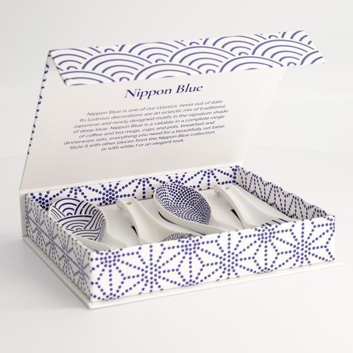 [16776] Nippon Blue Soup Spoon Giftset 4pcs 13.8x4.8cm 1/24