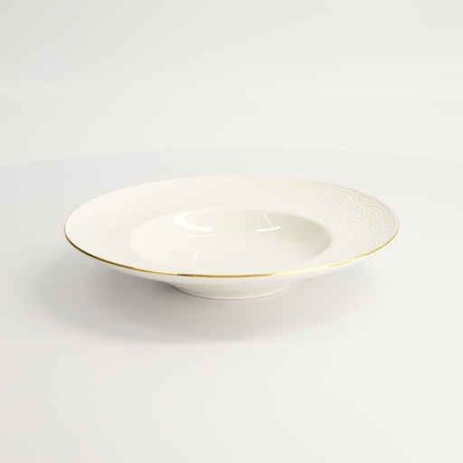 [17145] Nippon White Gold Rim Deep Plate 21cm 160ml Wave 3/36