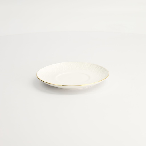 [16814] Nippon White Gold Rim Saucer For Straight Cup Wave 12cm 100ml 12/60
