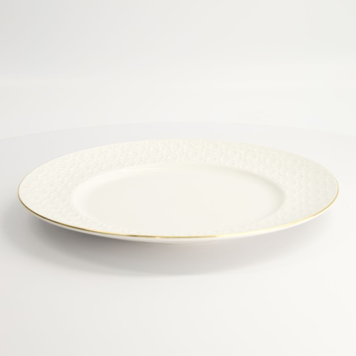[17293] Nippon White Gold Rim Plate 29.5cm Stripe 1/18