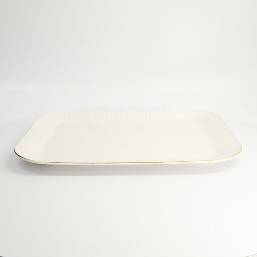 [17295] Nippon White Gold Rim Plate 40x32x2.3cm Lines 1/6