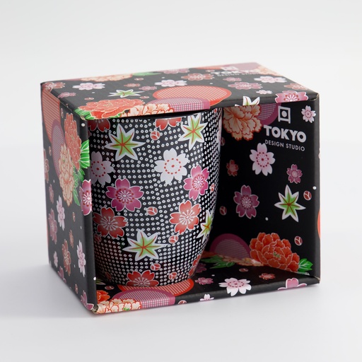 [21175] Kawaii Flower Mug W/Giftbox Black 8.5x10.2cm 300ml 21175 1/36