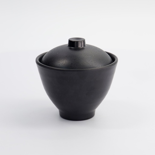 [8016] Melamine Zen Soup Bowl w/lid 10.5x7.9cm 250ml Black JW4004/JWC4004 6/72