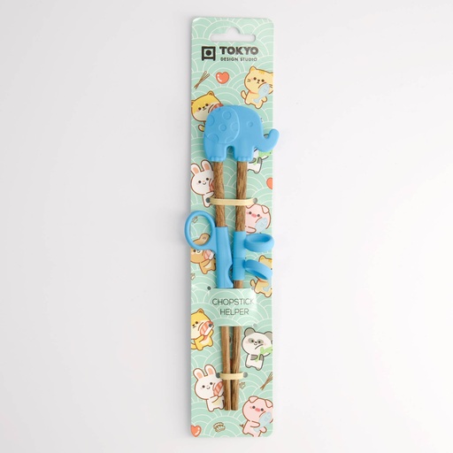 [18385] Children Chopsticks Elephant 20cm Blue 18385 6/240