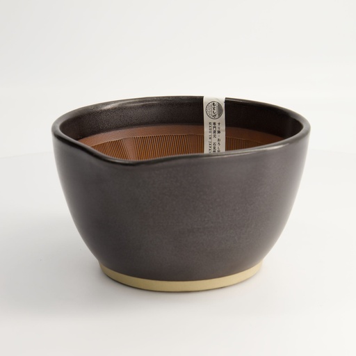 [18803] Kitchen Mortar Suribachi Bowl Large W/Non Slip Base 18.5x10x18cm Black MJ-019B 1/6