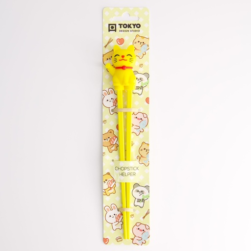 [20726] Children Chopsticks Lucky Cat Yellow 22cm 20726 6/240