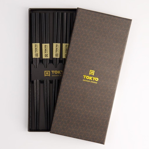 [21397] Chopstick Giftset/5 Square Black 8221 1/100