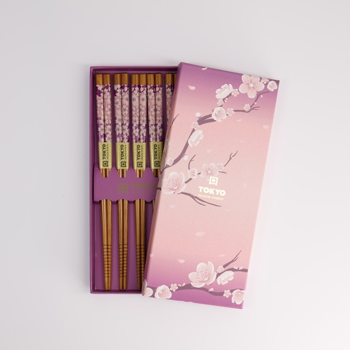 [21290] Chopstick Giftset/5 Purple Sakura 291A 21290 1/100