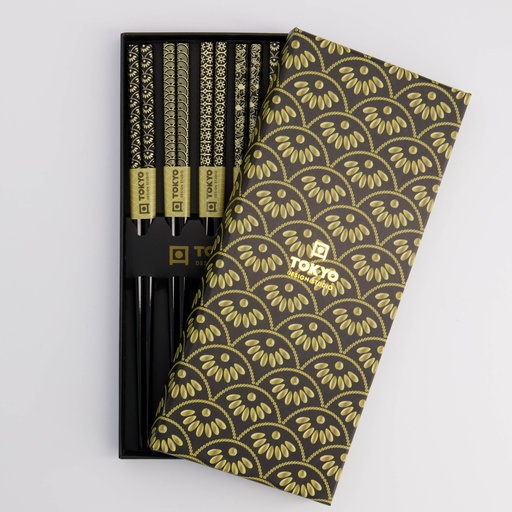 [21292] Chopstick Giftset/5 Black Gold 294A 21292 1/100