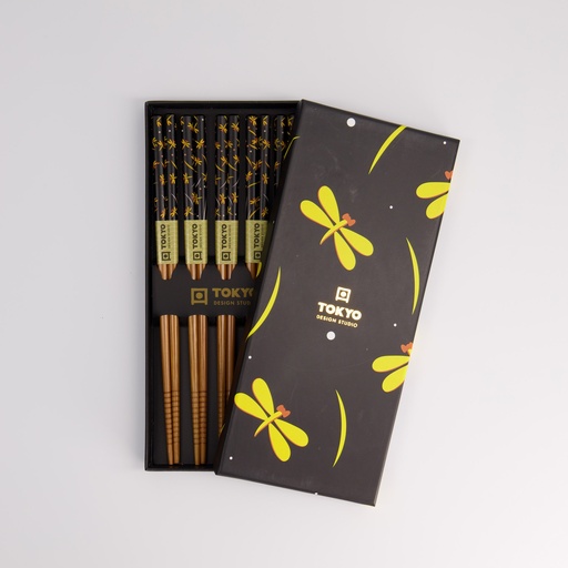 [21300] Chopstick Giftset/5 Yellow Dragonfly 2921A  21300 1/100
