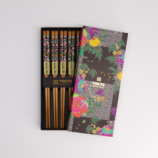 [21305] Chopstick Giftset/5 Cubes Black White  293A 21305 1/100
