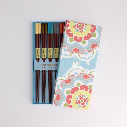 [21313] Chopstick Giftset/5 Wooden Blue Mandala  2916A 21313 1/100