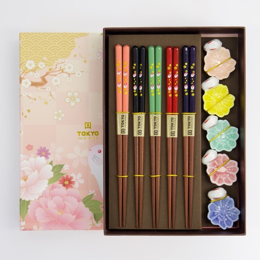 [20905] Chopstick Giftset/10 Rabbit Sakura DJKZ-A-065 20905 1/36