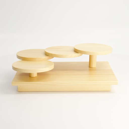 [17859] Wooden Sushi Geta Round Stairs Design 26.3x18.4x8.7cm F11-31 1/12