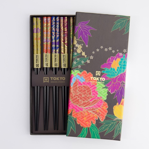 [17866] Chopstick Giftset/5 Peony Flower 17866 1/100