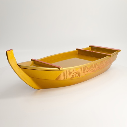 [17871] Lacquerware Sushi Boat Golden 53x20x9.5cm L7-6-53 1/6