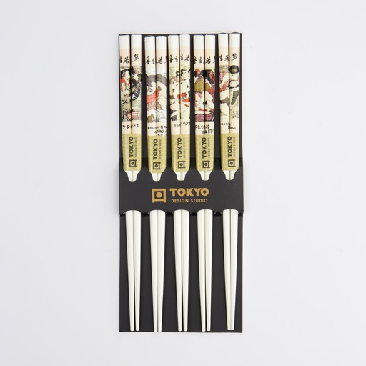 [17917] Chopstick Set/5 Erotic Shunga White A3-8 17917 10/200