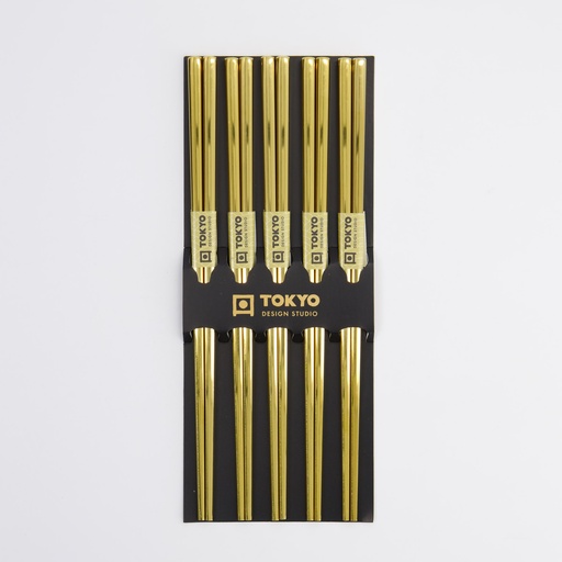 [17930] Chopstick Set/5 Stainless Steel Gold 17930 10/100