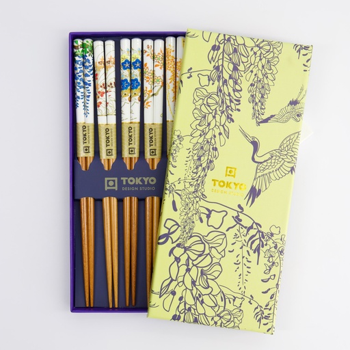 [4235] Chopstick Giftset/5 Floral Patterns  B-171EX 1/100