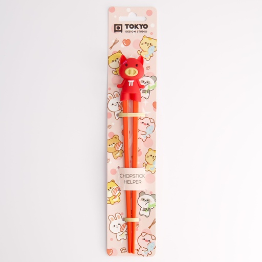 [4656] Children Chopsticks Pig Red 22cm 4656 6/240