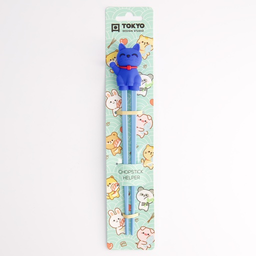 [4664] Children Chopsticks Lucky Cat Blue 22cm 4664 6/240