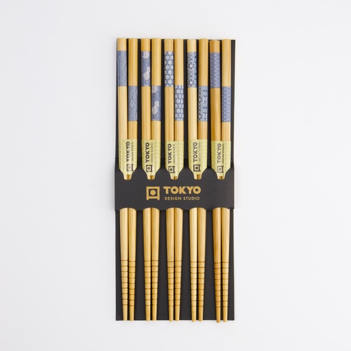 [8216] Chopstick Set/5 Blue B-157A 10/200