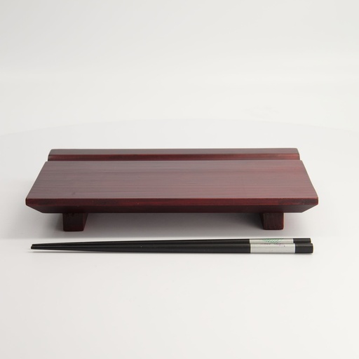 [8252] Wooden Sushi Geta 24x18x3cm w/Chopstick Dark Brown F11-41 1/40