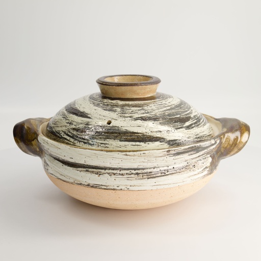 [20401] Kitchen Donabe Earthen Casserole 27x18cm Grey Brush NNH-02 1/6