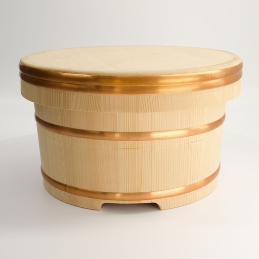 [4896] Woodenware Sushi Edo Ohitsu Rice Holder Incl. Lid 04105 33x20cm (15cups) 1/4