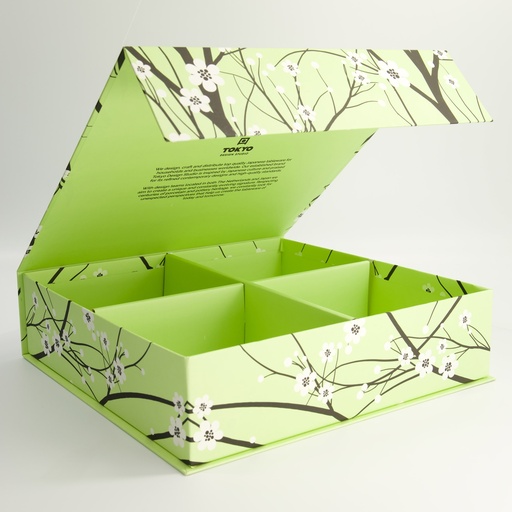 [24314] Paper Giftbox 3D 34.3x33.7x9cm Sakura Pistache Green Bowl Set 4pcs #7811 1/6