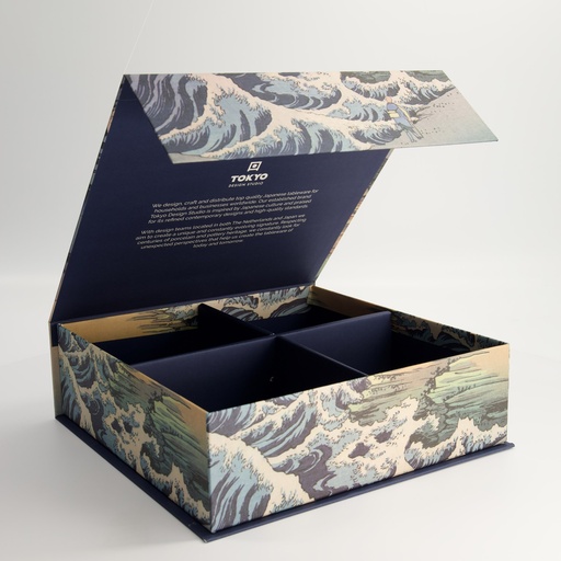 [24365] Paper Giftbox 1G 28.2x27.5x8.7cm Ocean Light blue Set 4pcs 13x7cm Bowl 1/6