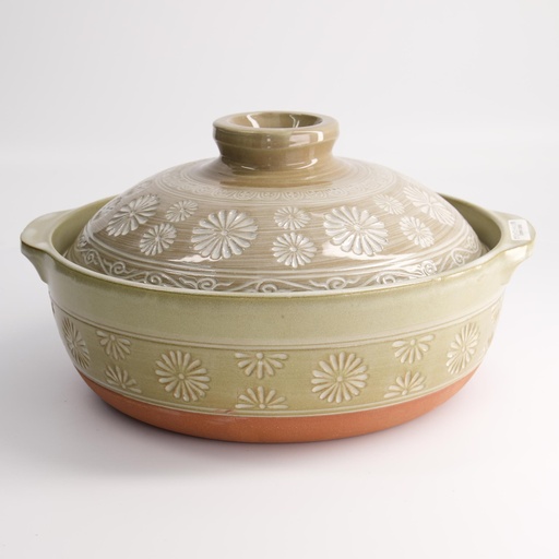 [21042] Kitchen Donabe Earthen IH Casserole Mishima 24cm No. 8 1/8
