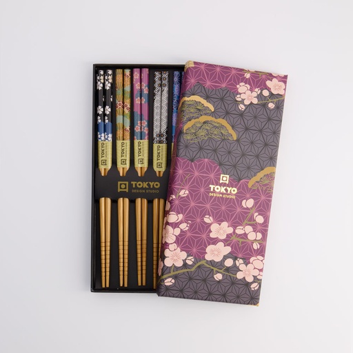 [21539] Chopstick Giftset/5 Flowers DJ2301 1/100