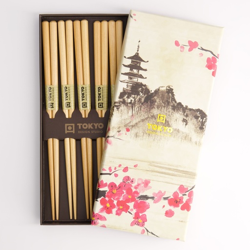 [21541] Chopstick Giftset/5 Wooden Brown DJ2023-02 1/100