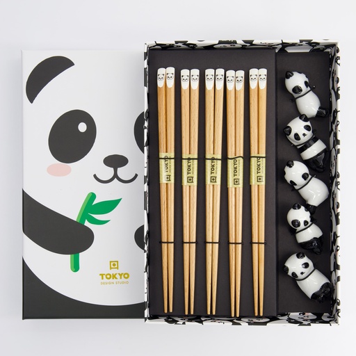 [22585] Chopstick Giftset/10 Panda Brown 22585 1/36