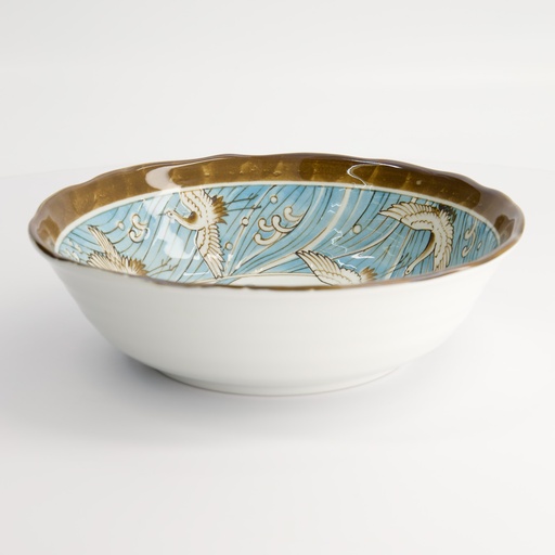 [22596] Crane Light Blue Bowl 21.6x6.5cm 40-230404-16 6/36