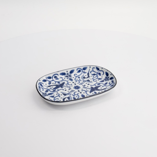 [22622] Tokyo Blue Maizuru Oblong Plate 18.7x13cm 40-230404 HB-14 6/72
