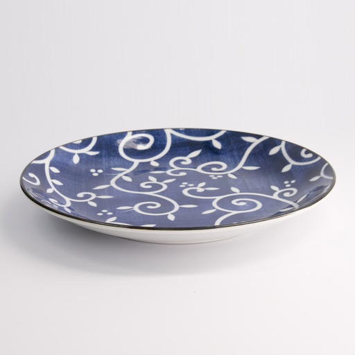 [22627] Tokyo Blue Karakusa Round Plate 25x3.3cm 40-230404 HB-19 6/36